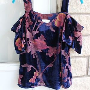 NWOT Lucky Brand Velvet Floral Top